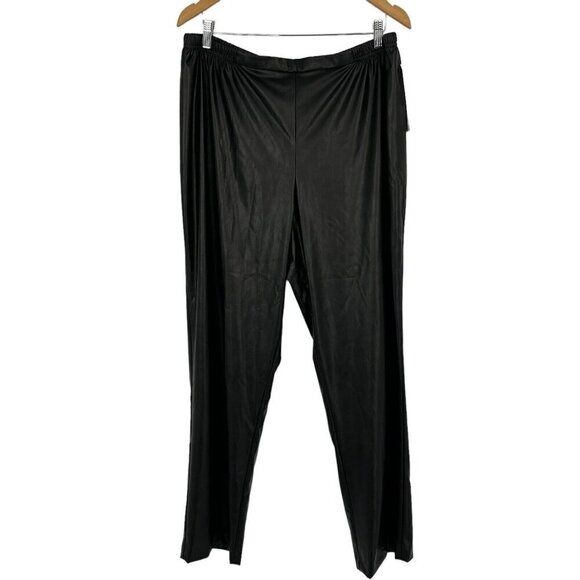 Caroline Rose Pants - NWT Caroline Rose Skinny Pants Plus Size 2X Black Faux Leather Pull On Casual